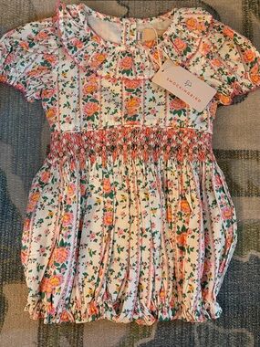 Smockingbird Girls Floral Bubble in Pink/Green